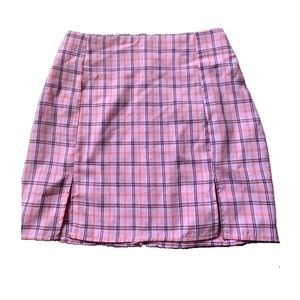 Pink Plaid Skirt